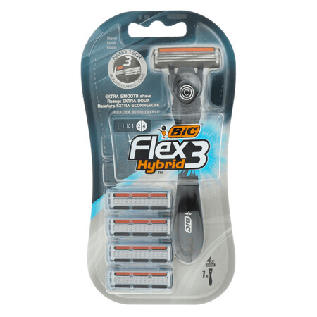 Бритва BIC Flex Hybrid с 4 сменными кассетами