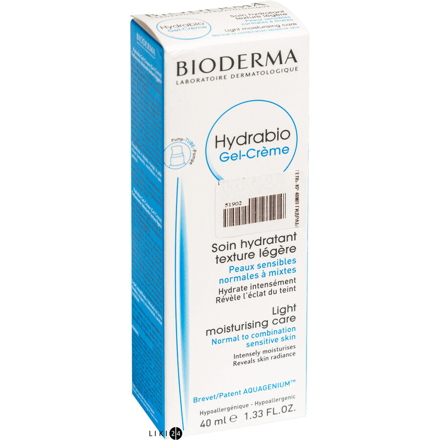 Крем-гель для обличчя Bioderma Гідрабіо зволожуючий для чутливої ​​шкіри, 40 мл: ціни та характеристики