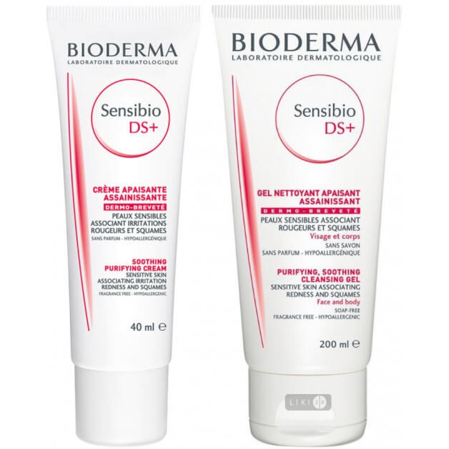 Набір Bioderma Sensibio крем DS+ 40 мл та гель DS+ 200 мл: ціни та характеристики