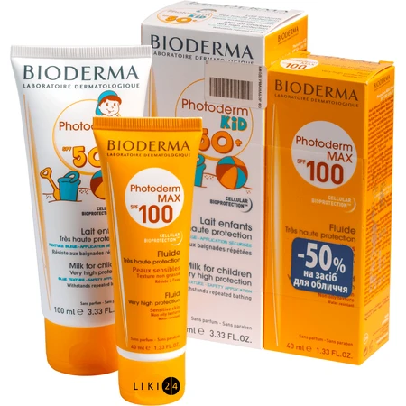 BIODERMA Набір Фотодерм КИД Молочко 100мл + MAX Емульсія 40мл : ціни та характеристики