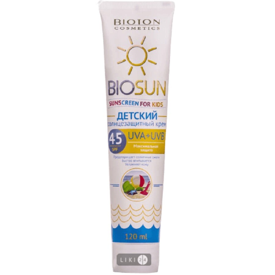 Дитячий сонцезахисний крем Bioton Cosmetics SPF 45 120 мл: ціни та характеристики