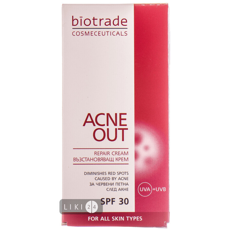 Крем для обличчя Biotrade Acne Out SPF30 відновлювальний, 30 мл: ціни та характеристики