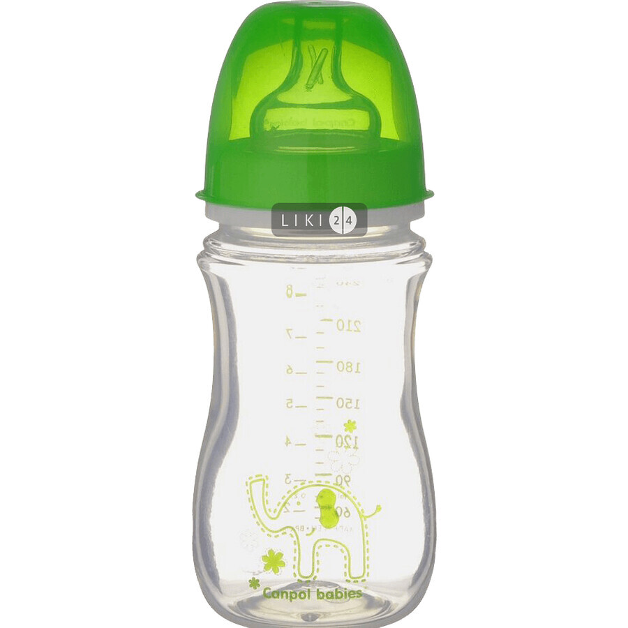 Бутылка Canpol Babies Easystart Цветные зверьки с широким отверстием антиколиковая 240 мл 35/206: цены и характеристики