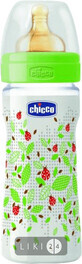 Пляшка для годування Chicco Well-Being пластикова з латексною соскою 2м+ 250 мл