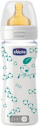 Пляшка для годування Chicco Well-Being скляна c латексною соскою 0+ 240 мл