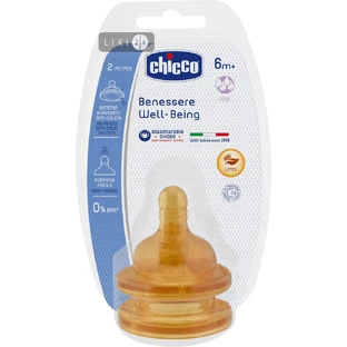 CHICCO Соска Well-Being латекс.фізіолог. д / каш / сумішей від 6міс. 2шт 20854.20 