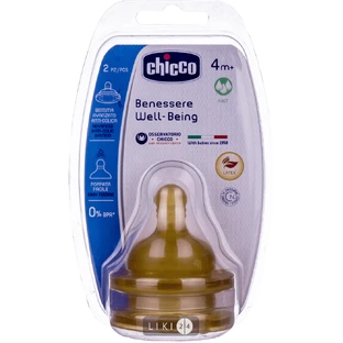 CHICCO Соска Well-Being латекс.физиолог.быстр.поток от 4мес. 2шт 20844.20 