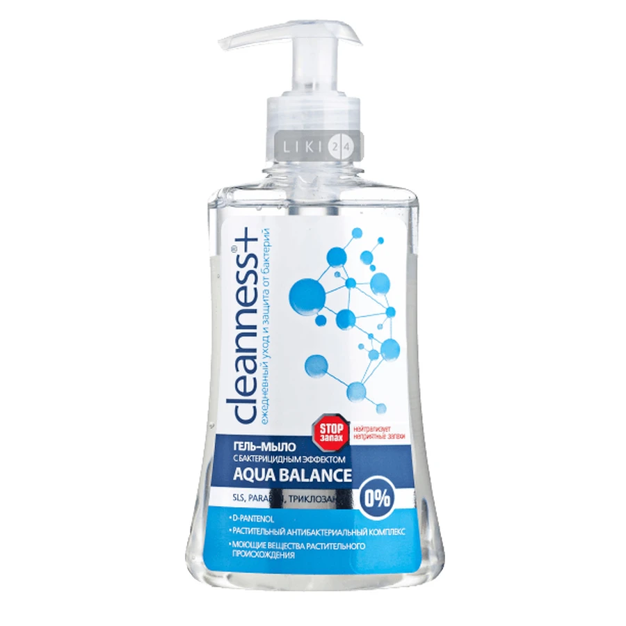 Гель мило Cleanness+ Aqua Balance з антибактеріальним ефектом 310 г: ціни та характеристики
