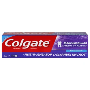 COLGATE Зубна паста Макс. захист від карієсу + Нейтрализатор цукр. кислот 75мл 