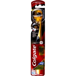Зубная щетка Colgate 360° Золотая с древесным углем мягкая