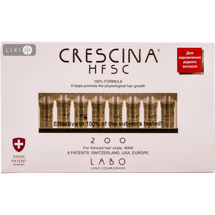 CRESCINA HFSC 200 Засіб д / відн. росту волосся д / чол. фл. 3,5мл №1 (10) : ціни та характеристики