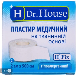 Пластир медичний Dr. House на тканинній основі 2 см х 500 см в картонній упаковці 1 шт