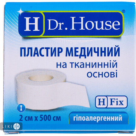 Пластир медичний Dr. House на тканинній основі 2 см х 500 см в картонній упаковці 1 шт