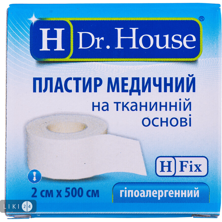 Пластир медичний Dr. House на тканинній основі 2 см х 500 см в картонній упаковці 1 шт: ціни та характеристики