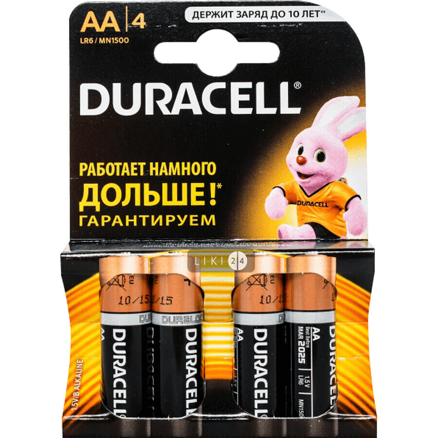DURACELL Батарейки Basic AA алкал. 1,5V LR6 4шт : ціни та характеристики