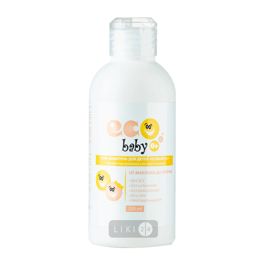 Шампунь-гель Eco Baby 0+ для детей с экстрактом ромашки и маслом пшеницы, 250 мл: цены и характеристики