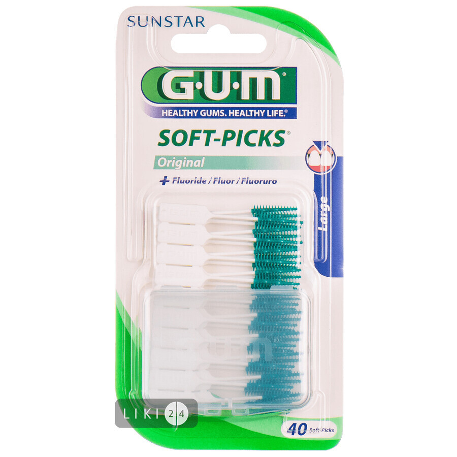 Набір міжзубних щіток GUM Soft Picks з фторидом великі, 40 шт: ціни та характеристики
