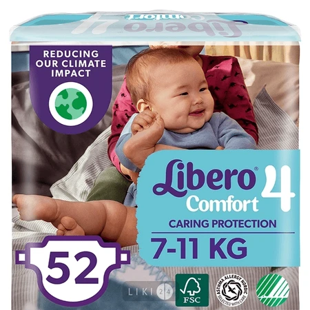Подгузники Libero Comfort 4 7-11 кг 52 шт: цены и характеристики