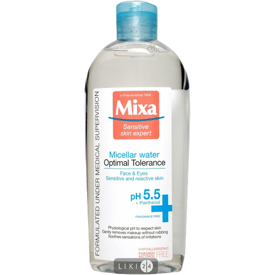 Міцелярна вода Mixa Hydrating для нормальної і сухої чутливої ​​шкіри обличчя 400 мл: ціни та характеристики