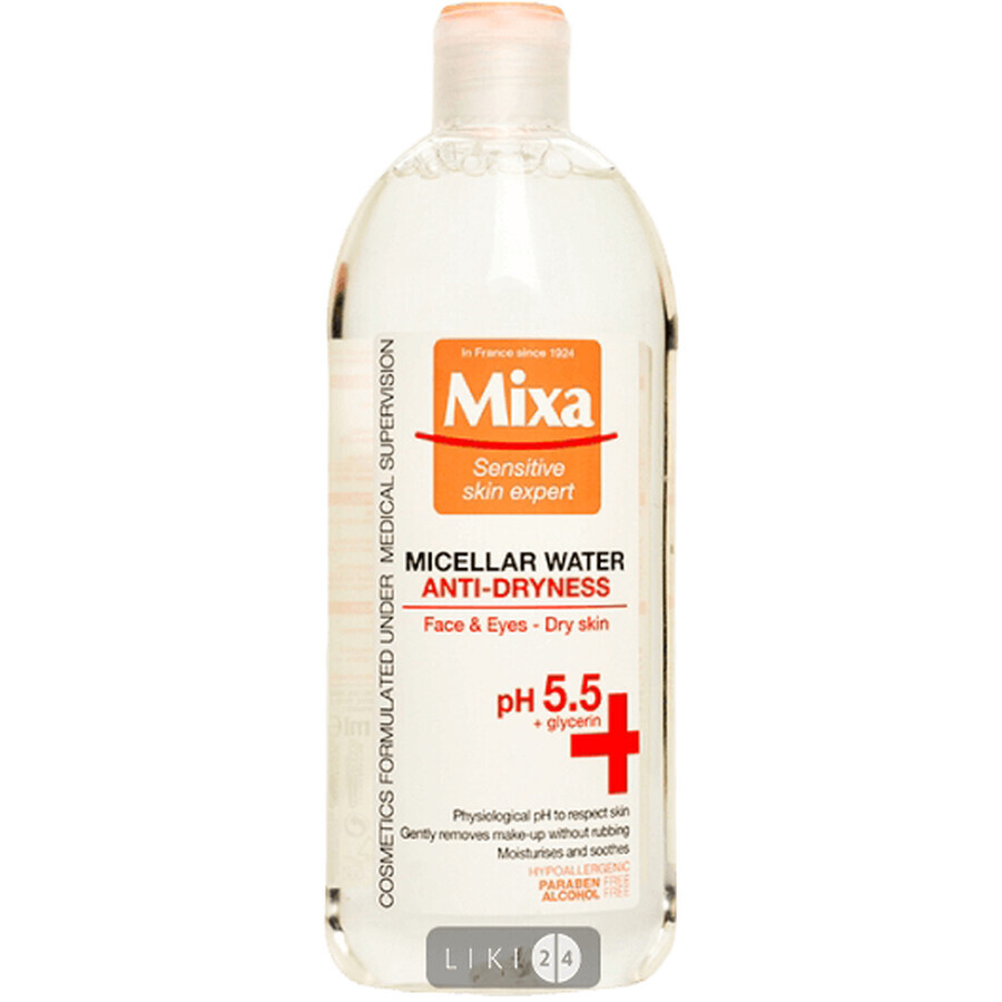 Мицеллярная вода Mixa Anti-dryness для сухой чувствительной кожи лица 400 мл: цены и характеристики