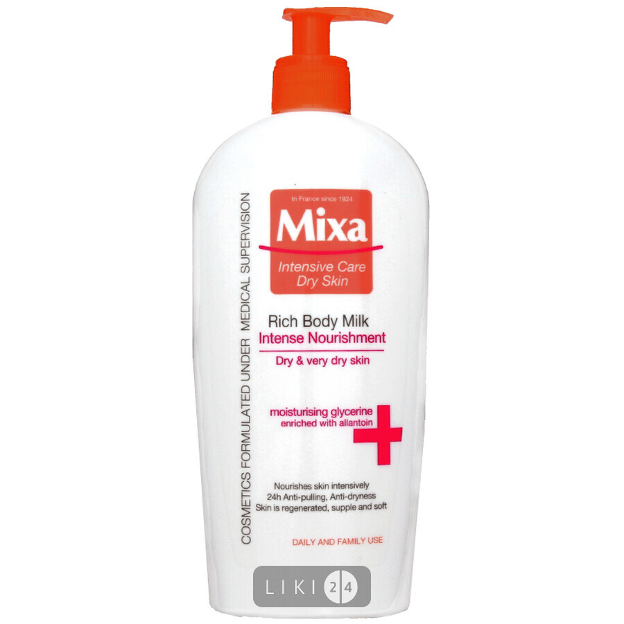 Молочко для тіла Mixa Body&hands для дуже сухої і чутливої ​​шкіри тіла 400 мл: ціни та характеристики