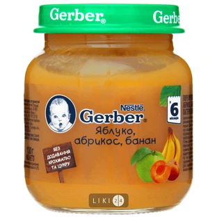 Фруктове пюре Gerber Яблуко, абрикос, банан з 6 місяців 130 г