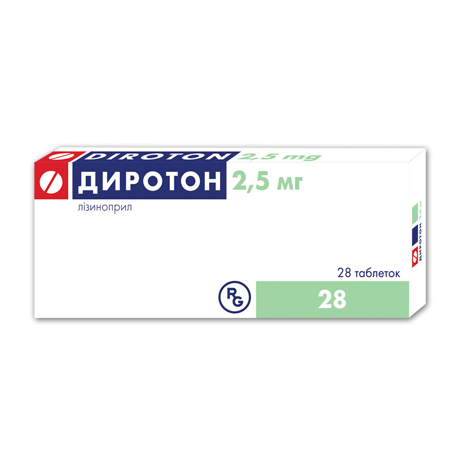 Диротон таблетки 2,5 мг блистер №28