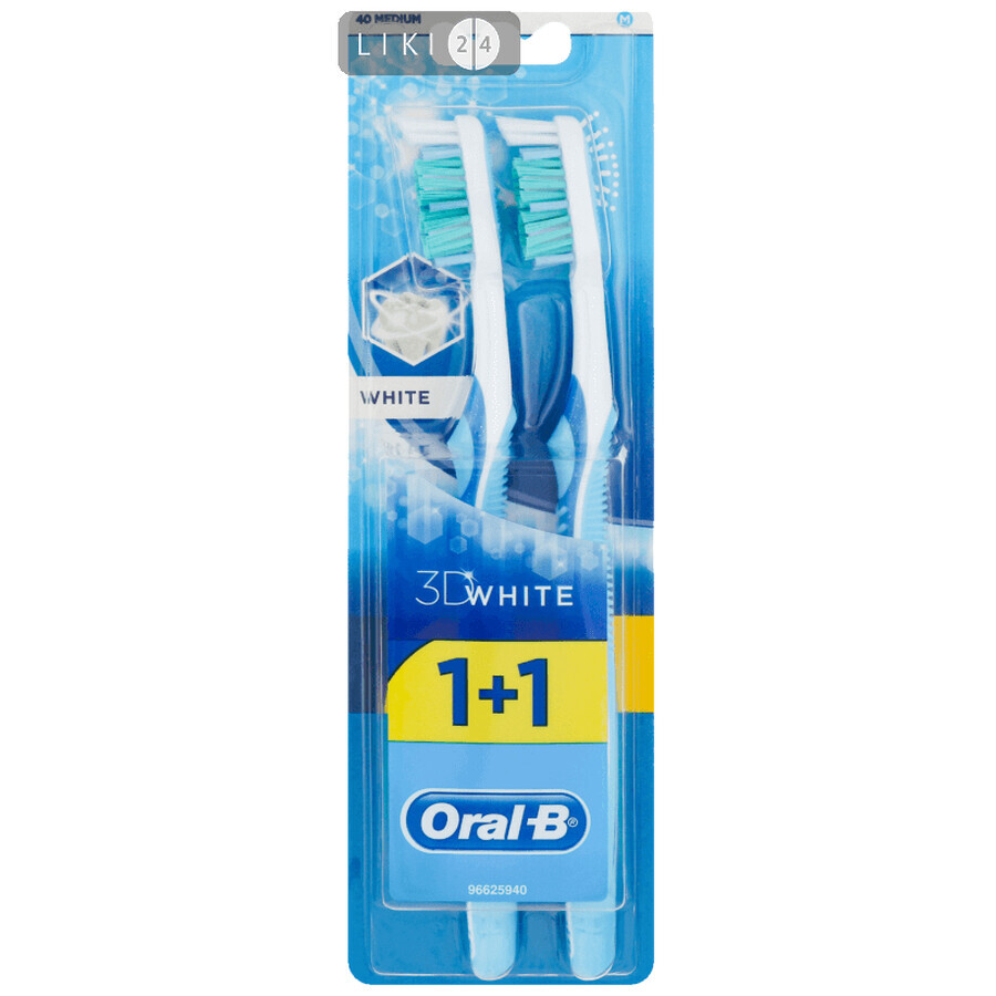 Набор зубных щеток Oral-B 3D Advantage White 40 Средняя 1+1: цены и характеристики
