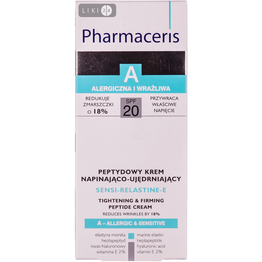 Крем для обличчя Pharmaceris A Sensi-Relastine-E SPF 20 пептидний зміцнювальний, 50 мл: ціни та характеристики