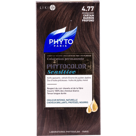 Крем-краска для волос PHYTO Фитоколор Сенсетив тон 4,77, шатен темно-каштановый