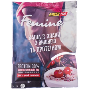 POWER PRO FEMINE Каша 3 злаки 30% протеїну з вишнею 50г 