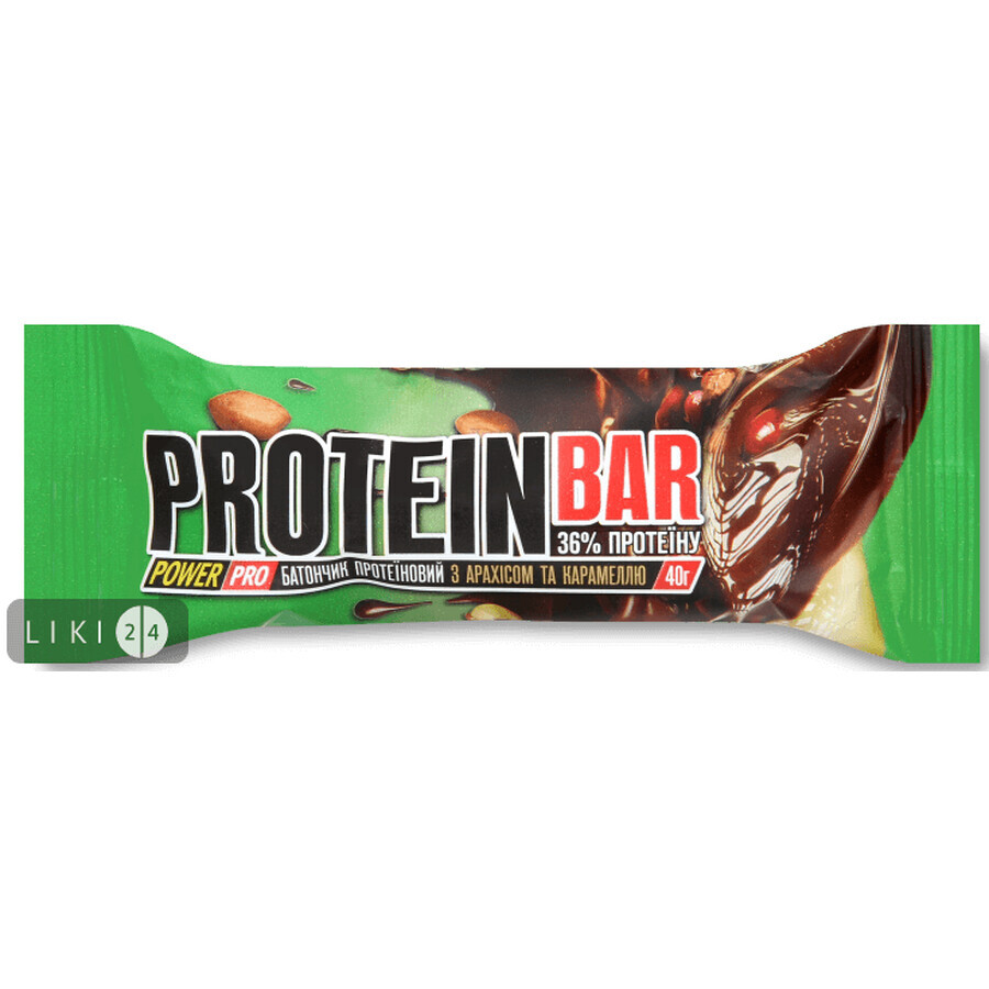 Батончик Power Pro 36% протеїну з арахісом і карамеллю 40 г: ціни та характеристики