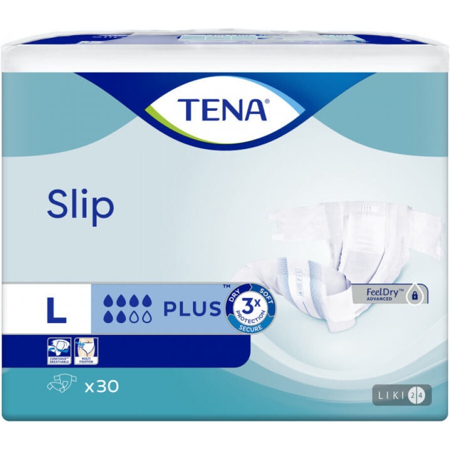 Подгузники для взрослых Tena Slip Plus Large 30 шт: цены и характеристики