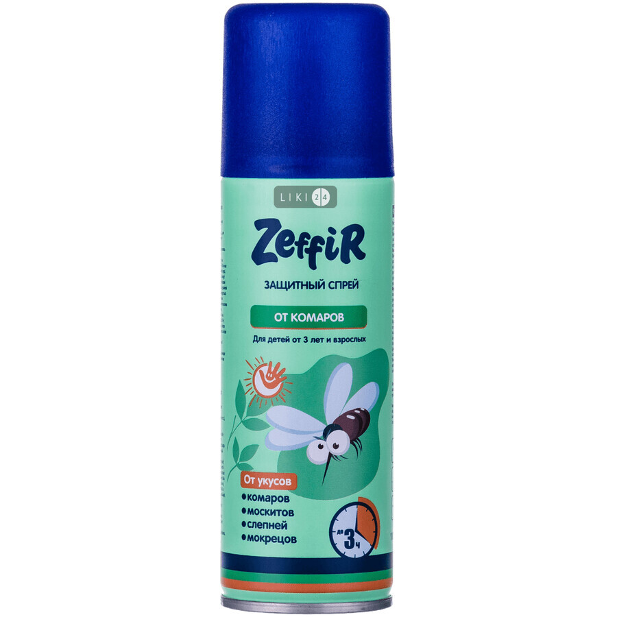 ZEFFIR Спрей-репеллент от комаров 3часа защиты 100мл : цены и характеристики