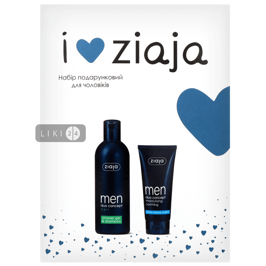 Набір подарунковий ZIAJA для чоловіків гель для душу-шампунь 2 в 1 300 мл + бальзам після гоління 75 мл: ціни та характеристики