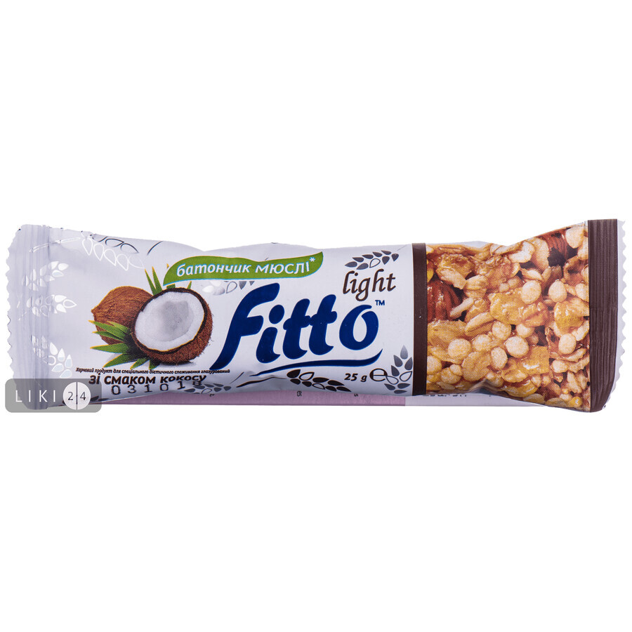 Батончик-мюсли Fitto Light с кокосовой стружкой 25 г: цены и характеристики