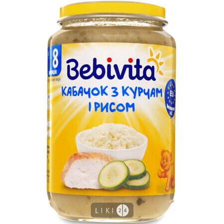 Пюре Bebivita Кабачок с цыпленком и рисом, 220 г