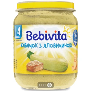 Пюре Bebivita Кабачок з яловичиною м'ясне, 125 г