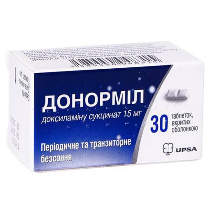 Донормил табл. п/о 15 мг туба №30: цены и характеристики