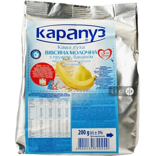 Молочная каша Карапуз овсяная с грушей и бананом 200 г