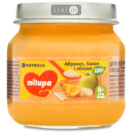 Фруктовое пюре Milupa Абрикос-яблоко-банан с 6 месяцев 100 г