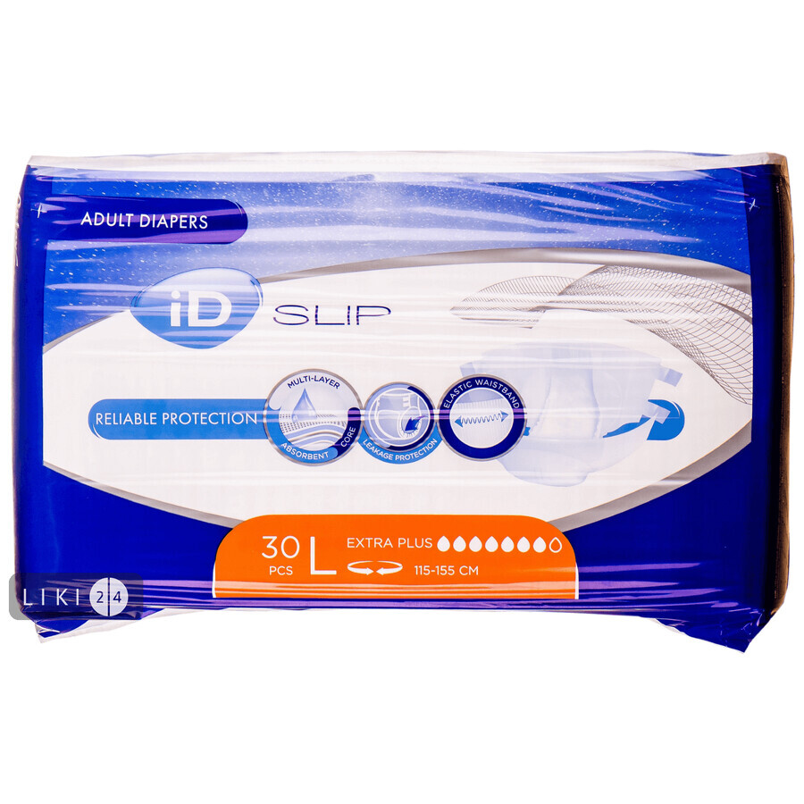 Подгузники для взрослых iD Expert Slip Extra Plus L 115-155 см 30 шт: цены и характеристики