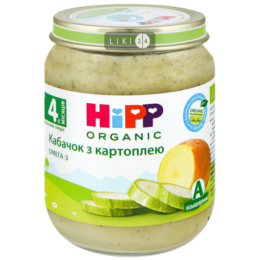 Органічне пюре HiPP Кабачок з картоплею, 125 г: ціни та характеристики