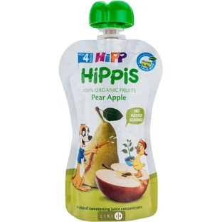 Органическое фруктовое пюре HiPP HiPPiS Pouch Груша-яблоко, 100 г
