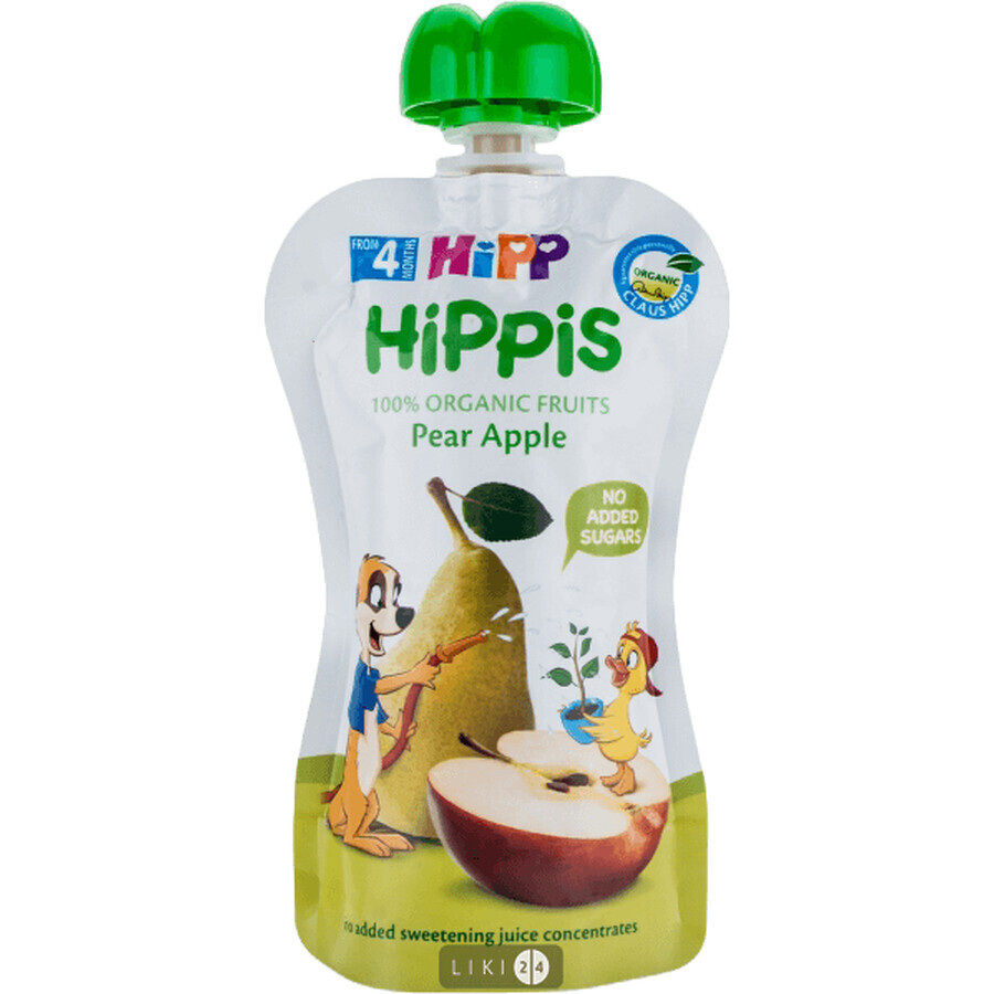 Органическое фруктовое пюре HiPP HiPPiS Pouch Груша-яблоко, 100 г: цены и характеристики