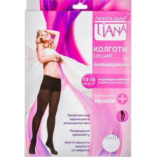 Колготки Tiana 800 антиварикозні 70 Den, 13-15 мм рт ст, розмір 5, чорний