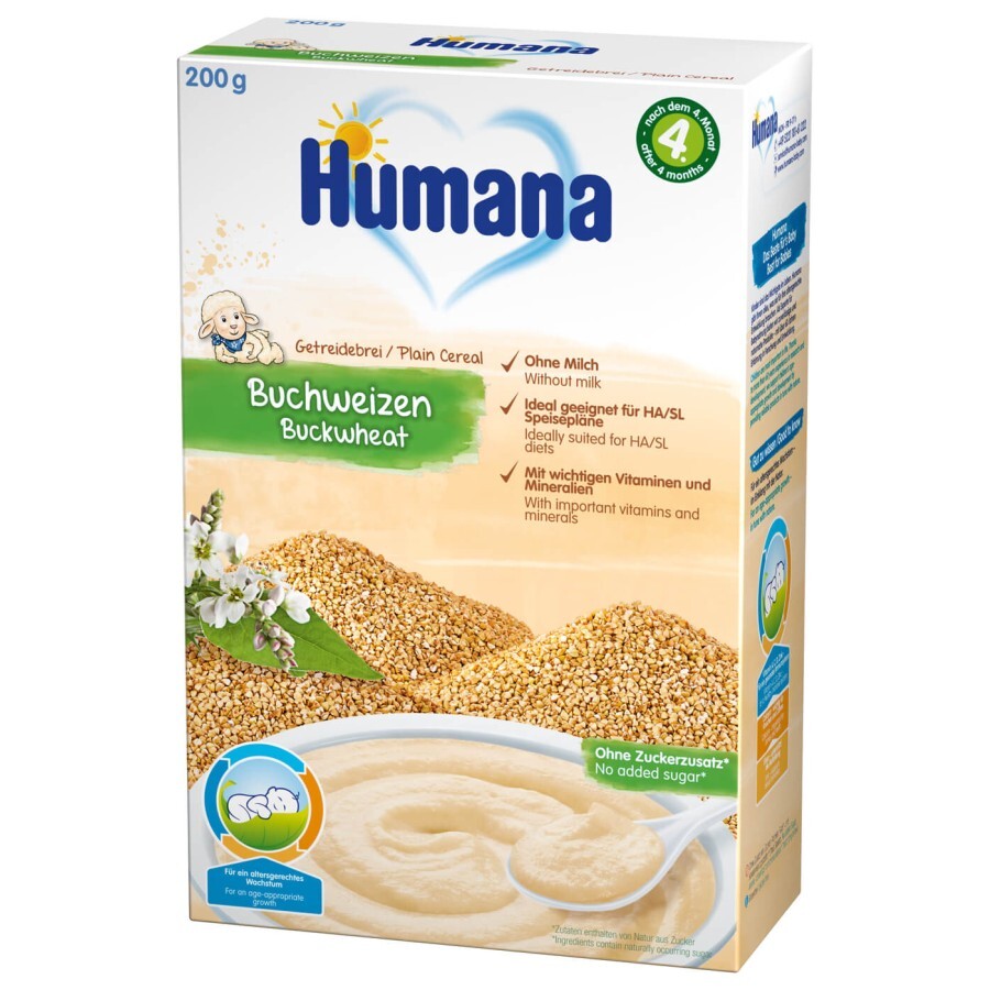 Каша Humana безмолочная гречневая 200 г Plain Cereal Buckwheat: цены и характеристики