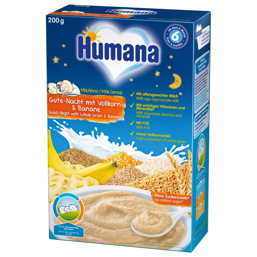 Каша молочная Humana Сладкие сны Цельнозерновая с бананом 200 г: цены и характеристики