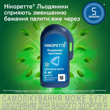 Никоретте Ледяная Мята 4 мг леденцы, №20: цены и характеристики