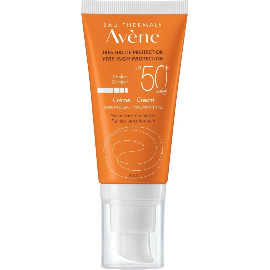 Сонцезахисний крем Avene SPF 50+ для сухої та чутливої шкіри, 50 мл : ціни та характеристики